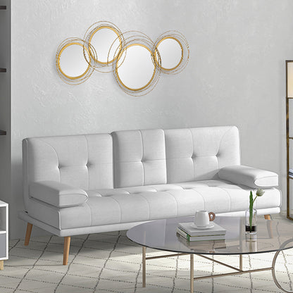 4-Piece Mirror Set for Wall Decor, Wall Decoration with 4 Round Mirrors, Living Room Decor, Wall Mirror, Entryway Mirror, Wall Art for Living Room, Bedroom, Metal, Gold