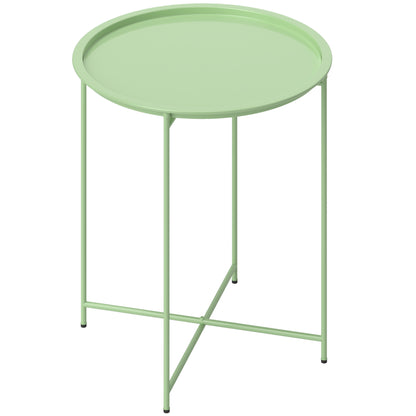 Folding Side Table Garden Table Ø46 x 50 cm Round Weatherproof Balcony Table with Folding Legs Camping Table Folding Coffee Table for Living Room Office Outdoor Indoor Green