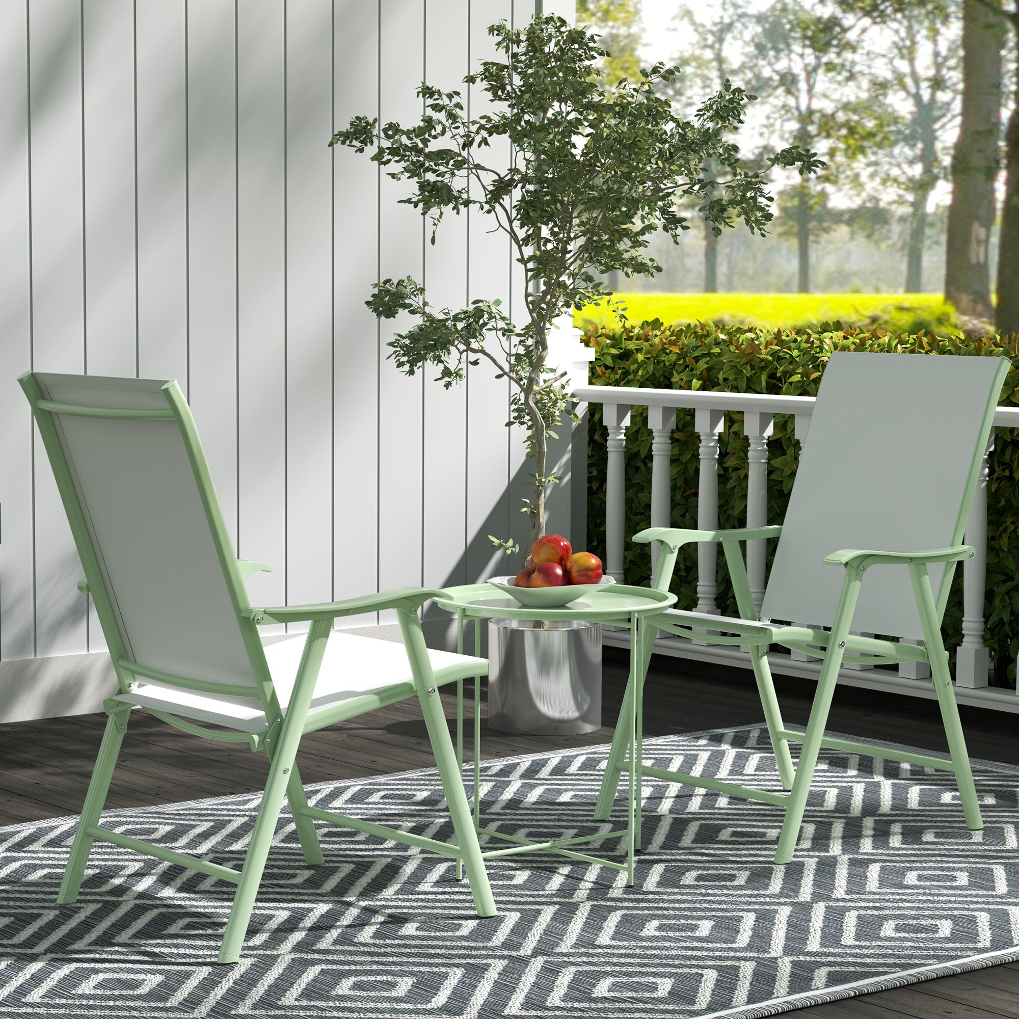 Folding Side Table Garden Table Ø46 x 50 cm Round Weatherproof Balcony Table with Folding Legs Camping Table Folding Coffee Table for Living Room Office Outdoor Indoor Green