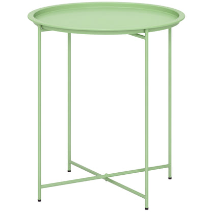 Folding Side Table Garden Table Ø46 x 50 cm Round Weatherproof Balcony Table with Folding Legs Camping Table Folding Coffee Table for Living Room Office Outdoor Indoor Green