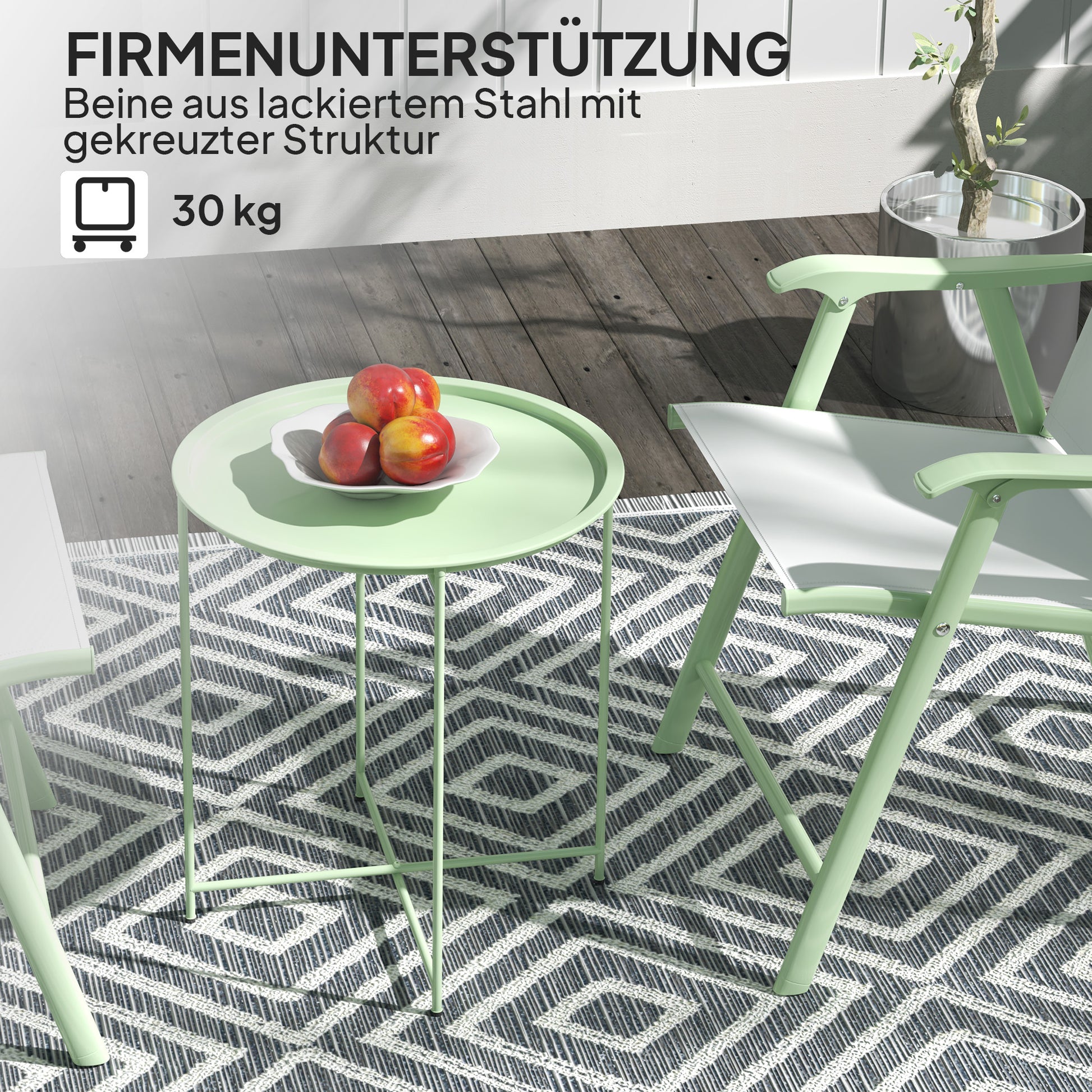 Folding Side Table Garden Table Ø46 x 50 cm Round Weatherproof Balcony Table with Folding Legs Camping Table Folding Coffee Table for Living Room Office Outdoor Indoor Green