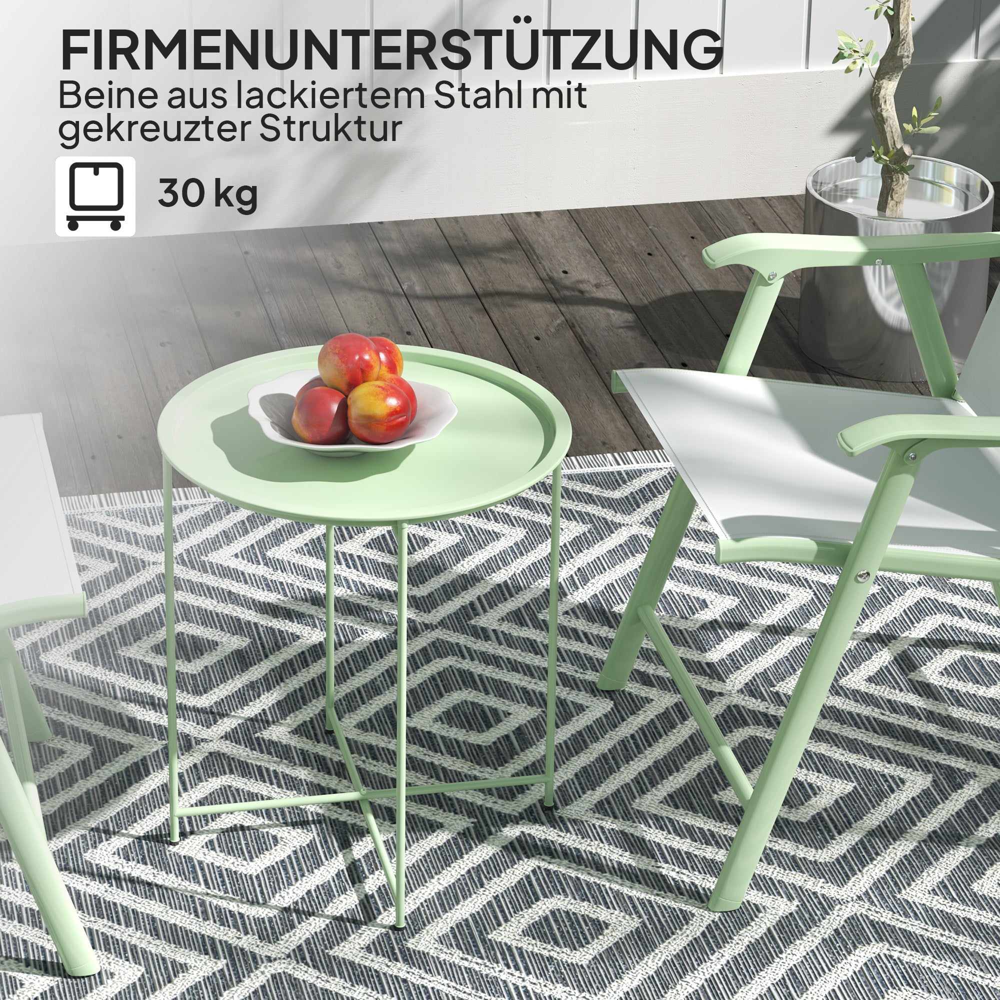 Folding Side Table Garden Table Ø46 x 50 cm Round Weatherproof Balcony Table with Folding Legs Camping Table Folding Coffee Table for Living Room Office Outdoor Indoor Green