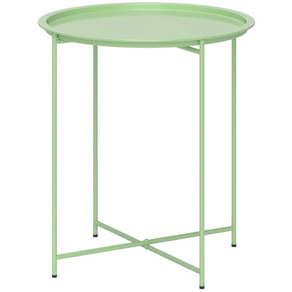 Folding Side Table Garden Table Ø46 x 50 cm Round Weatherproof Balcony Table with Folding Legs Camping Table Folding Coffee Table for Living Room Office Outdoor Indoor Green