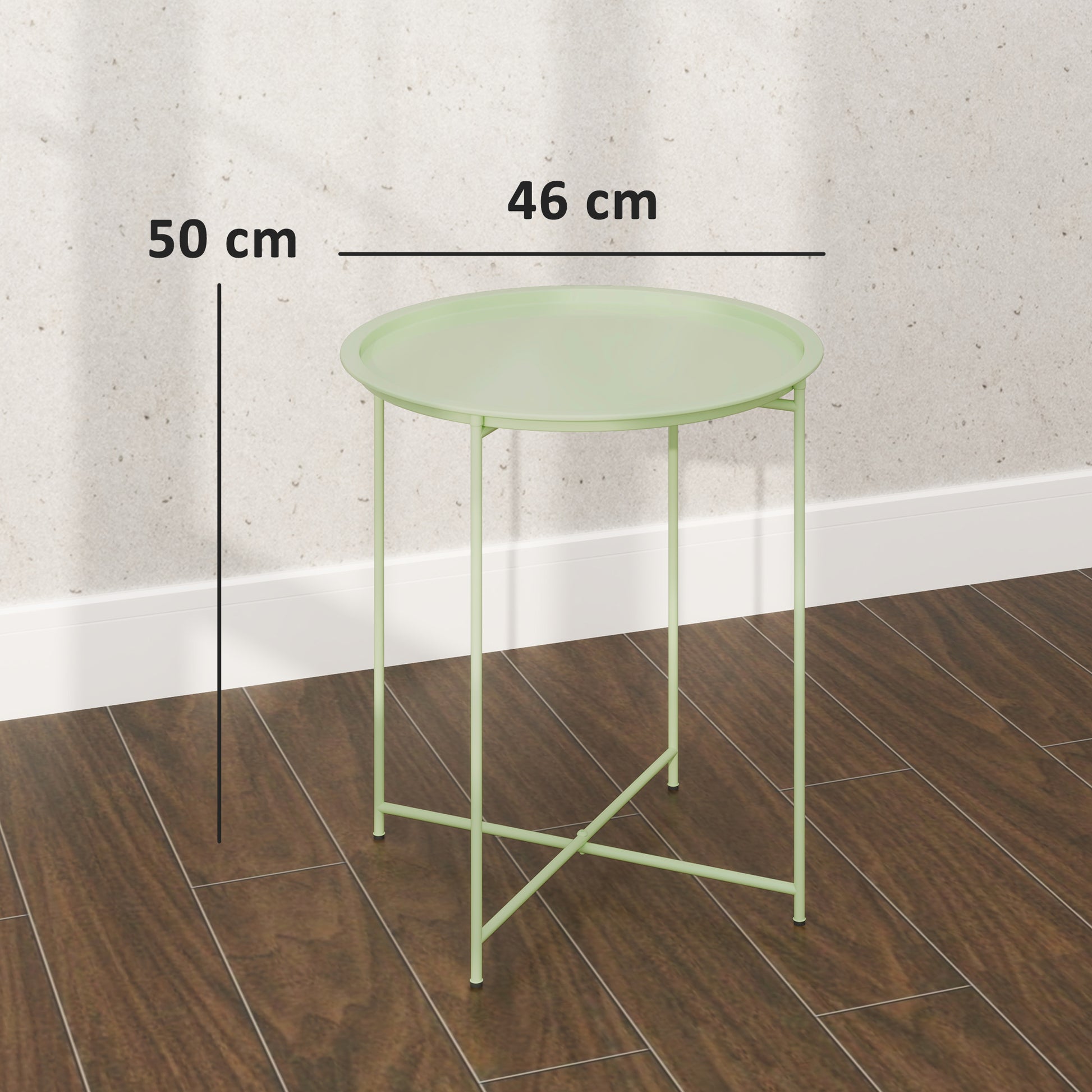 Folding Side Table Garden Table Ø46 x 50 cm Round Weatherproof Balcony Table with Folding Legs Camping Table Folding Coffee Table for Living Room Office Outdoor Indoor Green
