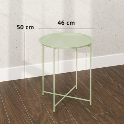 Folding Side Table Garden Table Ø46 x 50 cm Round Weatherproof Balcony Table with Folding Legs Camping Table Folding Coffee Table for Living Room Office Outdoor Indoor Green