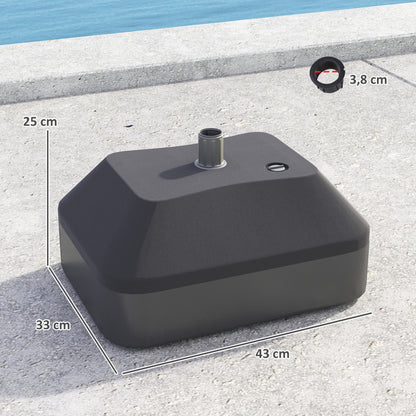 Umbrella Base Stand Anchor Weighted with 20L Water or 24kg Sand for Garden Patio Terrace Black