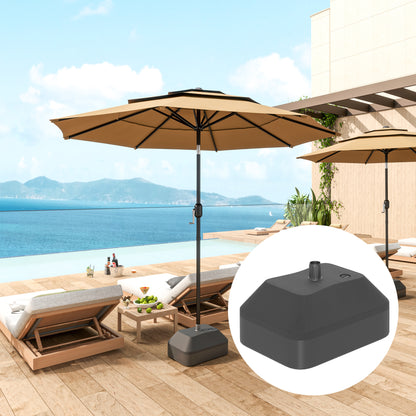 Umbrella Base Stand Anchor Weighted with 20L Water or 24kg Sand for Garden Patio Terrace Black