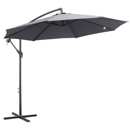 3m diameter foldable octagonal cantilever garden parasol with cross base in gray