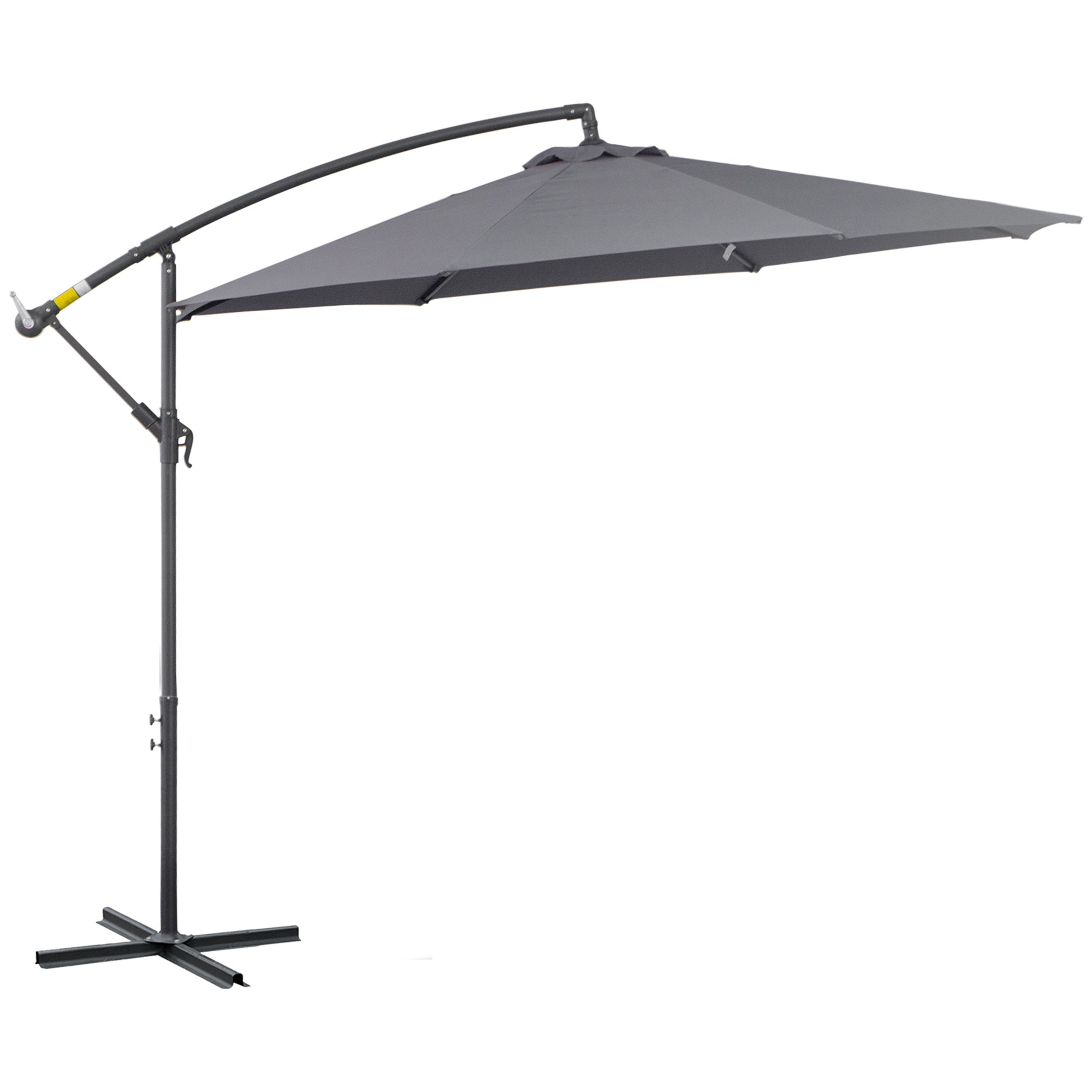 3m diameter foldable octagonal cantilever garden parasol with cross base in gray