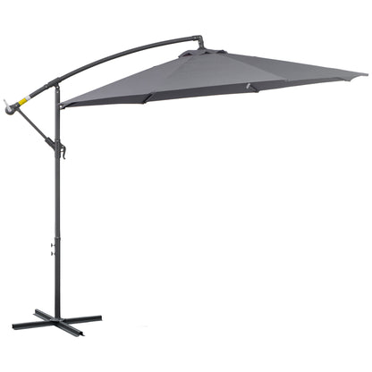 3m diameter foldable octagonal cantilever garden parasol with cross base in gray