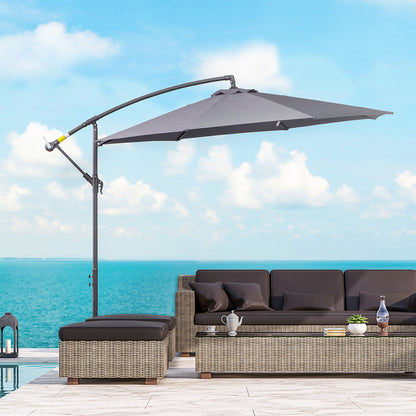 3m diameter foldable octagonal cantilever garden parasol with cross base in gray