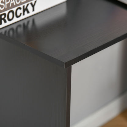 Corner Desk for Study and Office with 2 Drawers and 2 Shelves, Modern Wooden Desk, 117x82x74 cm, Black