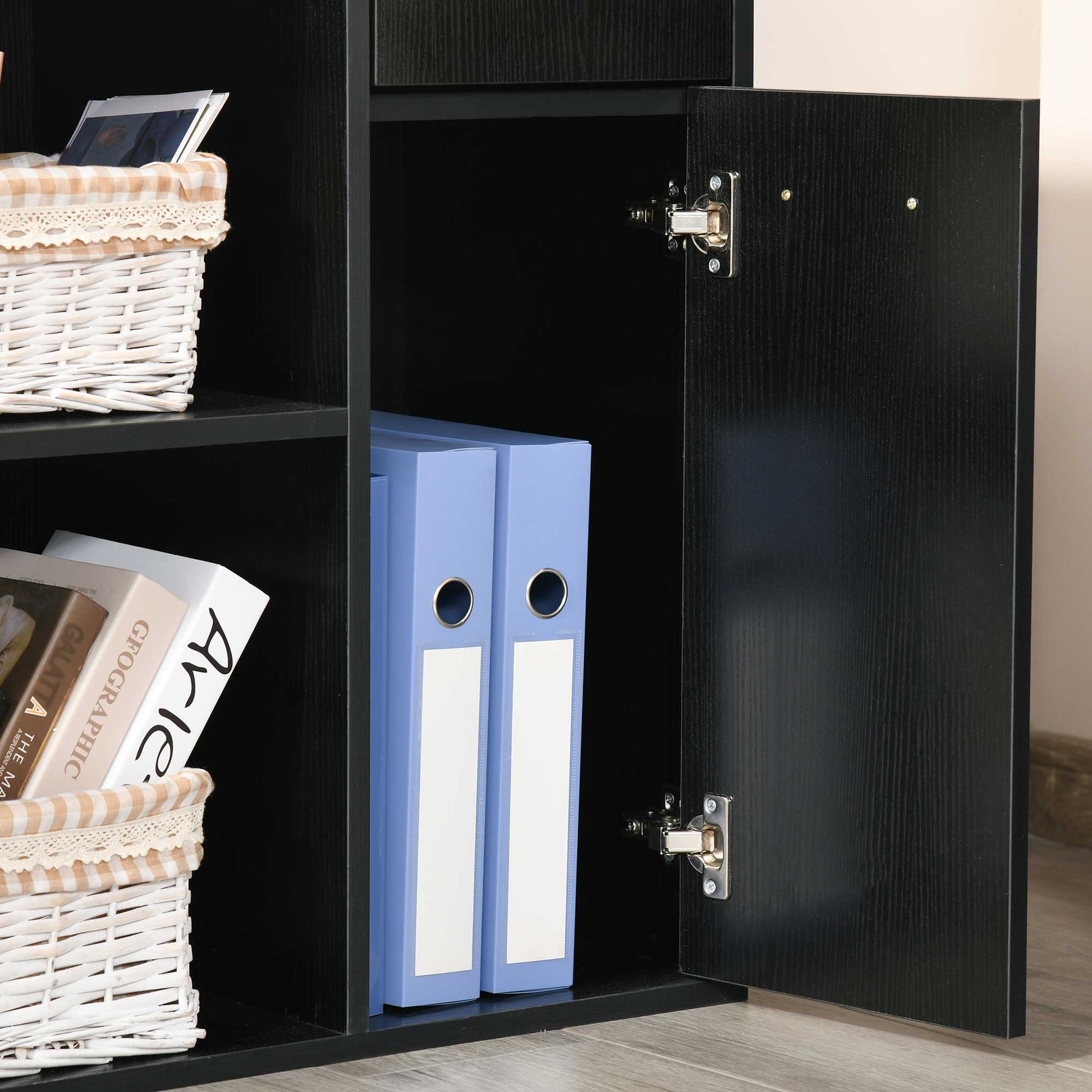 Corner Desk for Study and Office with 2 Drawers and 2 Shelves, Modern Wooden Desk, 117x82x74 cm, Black