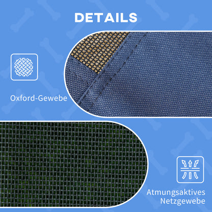 Raised Dog Bed with Canopy, Pet Bed, Dog Lounger outdoor with Roof, Breathable, Taft Fabric for Camping Dark Blue 61 x 46 x 62 cm