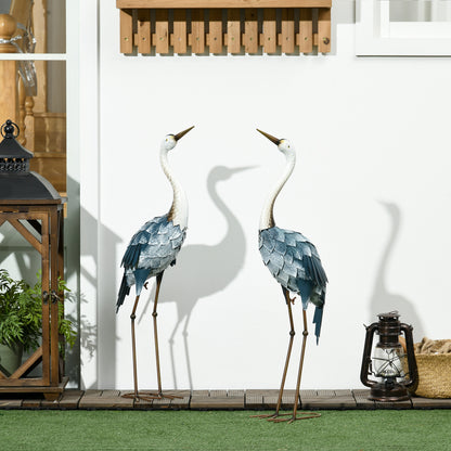 2-Piece Garden Statue Cranes, 72.5/74 cm Garden Figure, Weather-Resistant Outdoor Ornament, Sculpture, Garden Decor for Balcony, Terrace