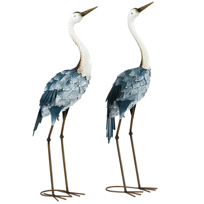 2-Piece Garden Statue Cranes, 72.5/74 cm Garden Figure, Weather-Resistant Outdoor Ornament, Sculpture, Garden Decor for Balcony, Terrace