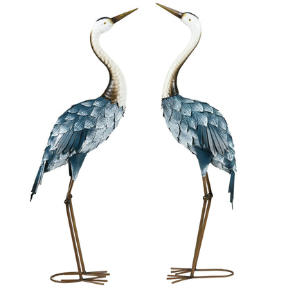2-Piece Garden Statue Cranes, 72.5/74 cm Garden Figure, Weather-Resistant Outdoor Ornament, Sculpture, Garden Decor for Balcony, Terrace