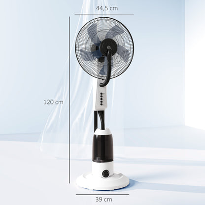90W Quiet Mist Fan, 120cm Stand Fan with 3 Speeds, 70° Oscillation, Adjustable Head, 2.8L Water Tank, White