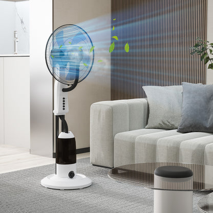 90W Quiet Mist Fan, 120cm Stand Fan with 3 Speeds, 70° Oscillation, Adjustable Head, 2.8L Water Tank, White