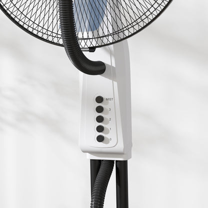 90W Quiet Mist Fan, 120cm Stand Fan with 3 Speeds, 70° Oscillation, Adjustable Head, 2.8L Water Tank, White