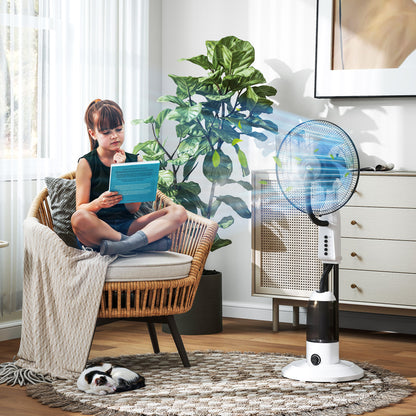 90W Quiet Mist Fan, 120cm Stand Fan with 3 Speeds, 70° Oscillation, Adjustable Head, 2.8L Water Tank, White