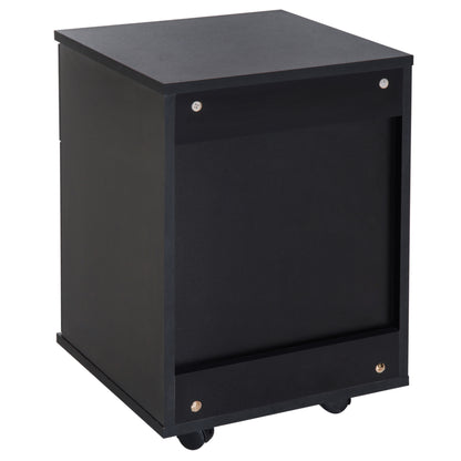 Office and Home Filing Cabinet Wooden Mobile Archiver with Wheels and 2 Drawers 41x39x58cm Black