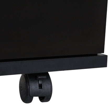 Office and Home Filing Cabinet Wooden Mobile Archiver with Wheels and 2 Drawers 41x39x58cm Black