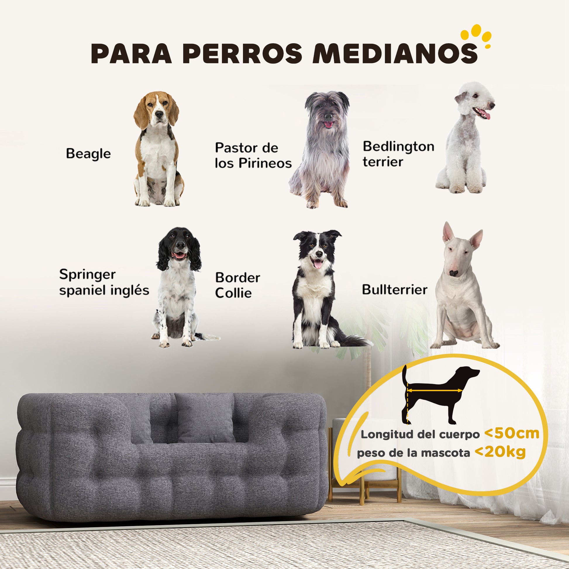 Small Dog Bed Pet Bed with 2 Pillows Dog Mattress with Non-Slip Base Removable and Washable Cover 90x60x35 cm Gray