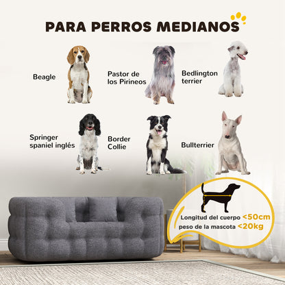 Small Dog Bed Pet Bed with 2 Pillows Dog Mattress with Non-Slip Base Removable and Washable Cover 90x60x35 cm Gray