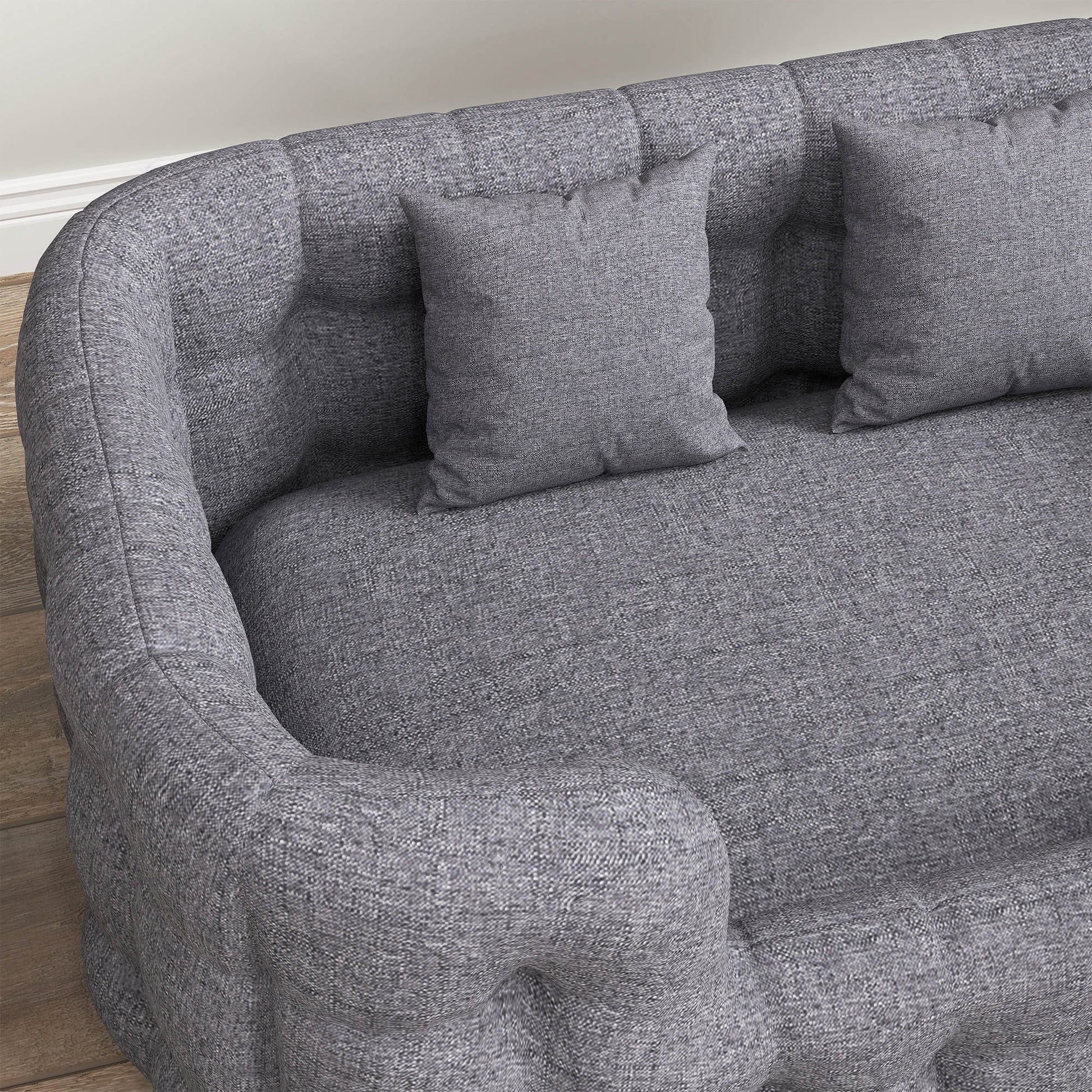 Small Dog Bed Pet Bed with 2 Pillows Dog Mattress with Non-Slip Base Removable and Washable Cover 90x60x35 cm Gray