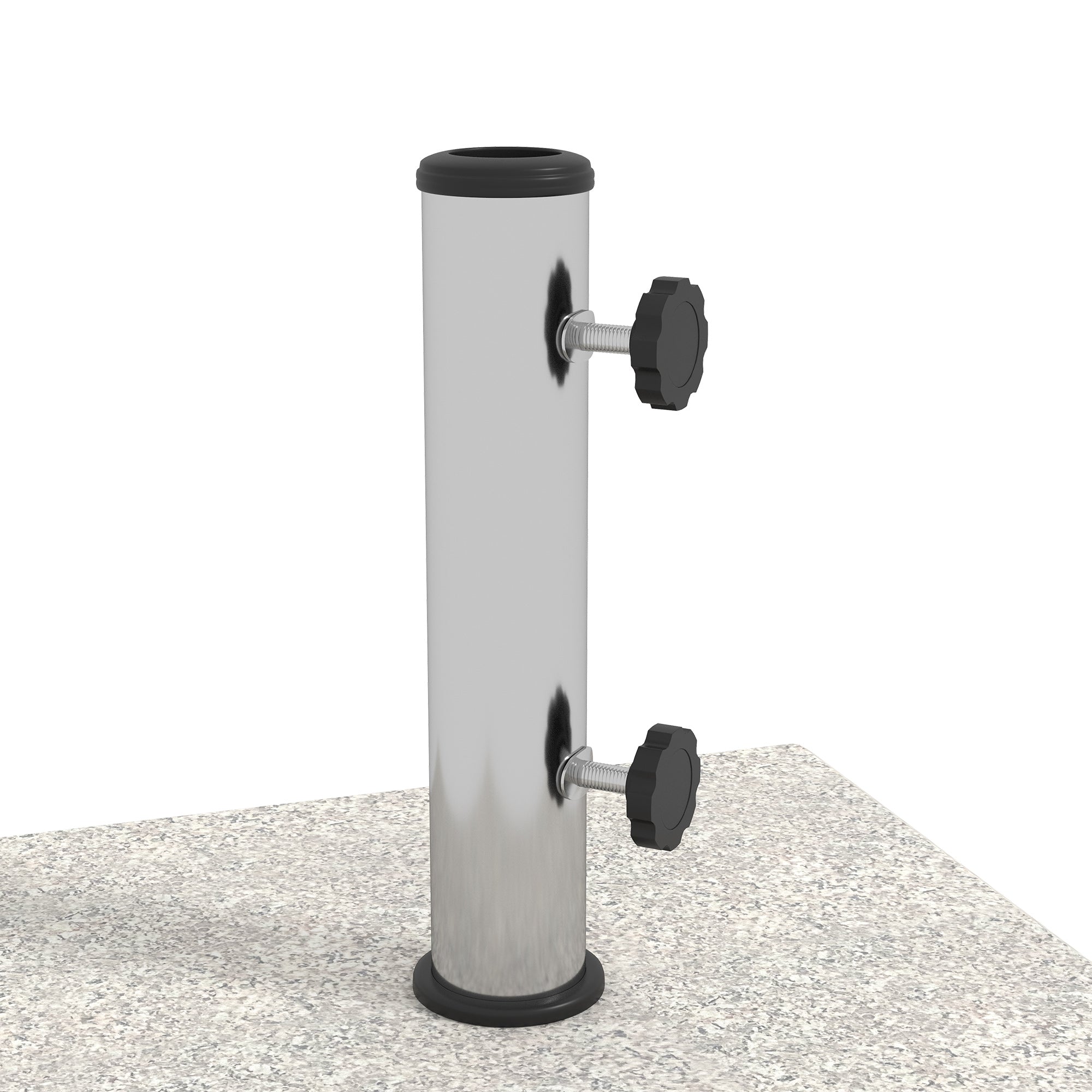 Garden Umbrella Base 25kg for Poles with Ø32mm, Ø38mm and Ø48mm, Granite and Stainless Steel Umbrella Base with Side Knobs and Handles, 38x38x38 cm, Gray