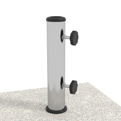 Garden Umbrella Base 25kg for Poles with Ø32mm, Ø38mm and Ø48mm, Granite and Stainless Steel Umbrella Base with Side Knobs and Handles, 38x38x38 cm, Gray