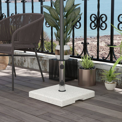 Garden Umbrella Base 25kg for Poles with Ø32mm, Ø38mm and Ø48mm, Granite and Stainless Steel Umbrella Base with Side Knobs and Handles, 38x38x38 cm, Gray