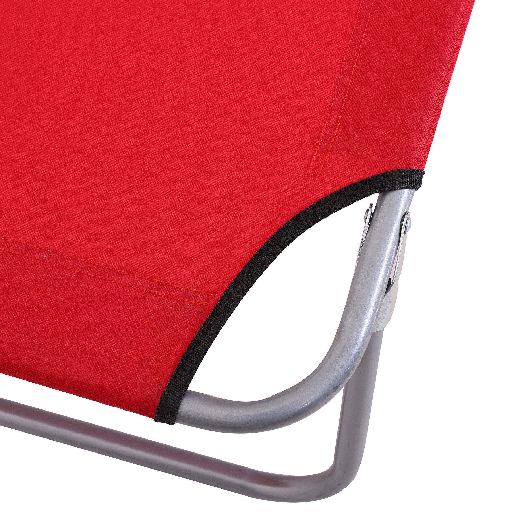 Folding Sun Lounger Garden Lounger with Canopy, Lounger with 4-Position Adjustable Backrest, Weatherproof Camping Lounger up to 120 kg Load Capacity, for Garden Beach Pool, Red