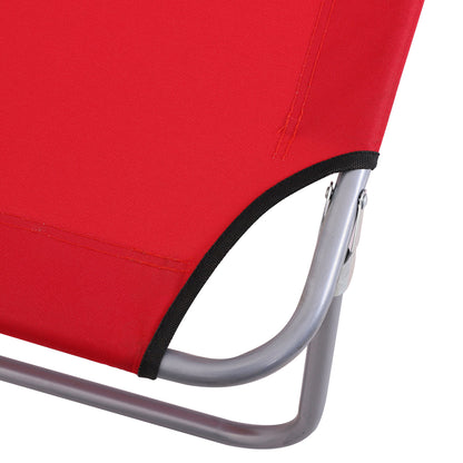 Folding Sun Lounger Garden Lounger with Canopy, Lounger with 4-Position Adjustable Backrest, Weatherproof Camping Lounger up to 120 kg Load Capacity, for Garden Beach Pool, Red
