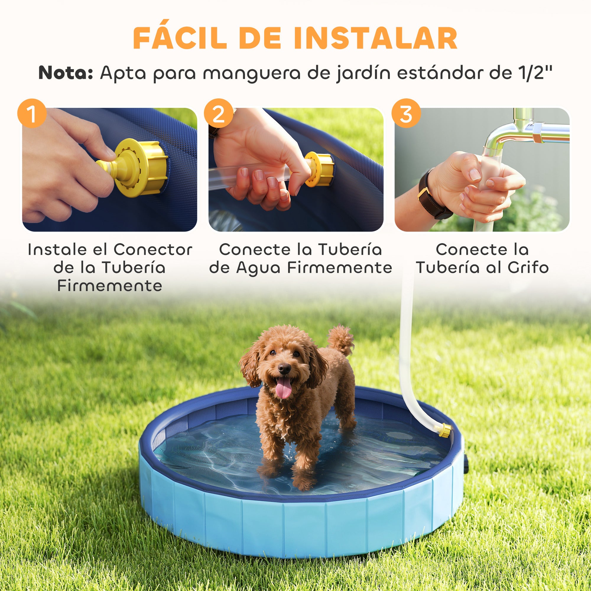 Foldable Dog Pool with Sprinkler Portable Bathtub for Small Pets PVC Non-Slip and Wear-Resistant for Indoors and Outdoors Ø80x20 cm Light Blue