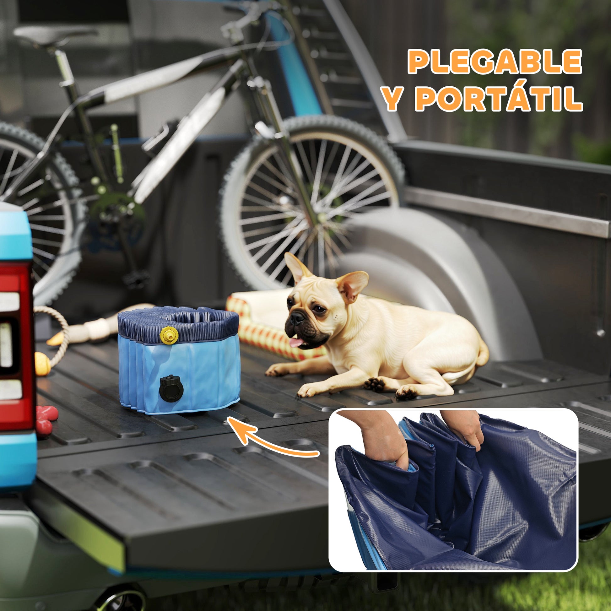 Foldable Dog Pool with Sprinkler Portable Bathtub for Small Pets PVC Non-Slip and Wear-Resistant for Indoors and Outdoors Ø80x20 cm Light Blue