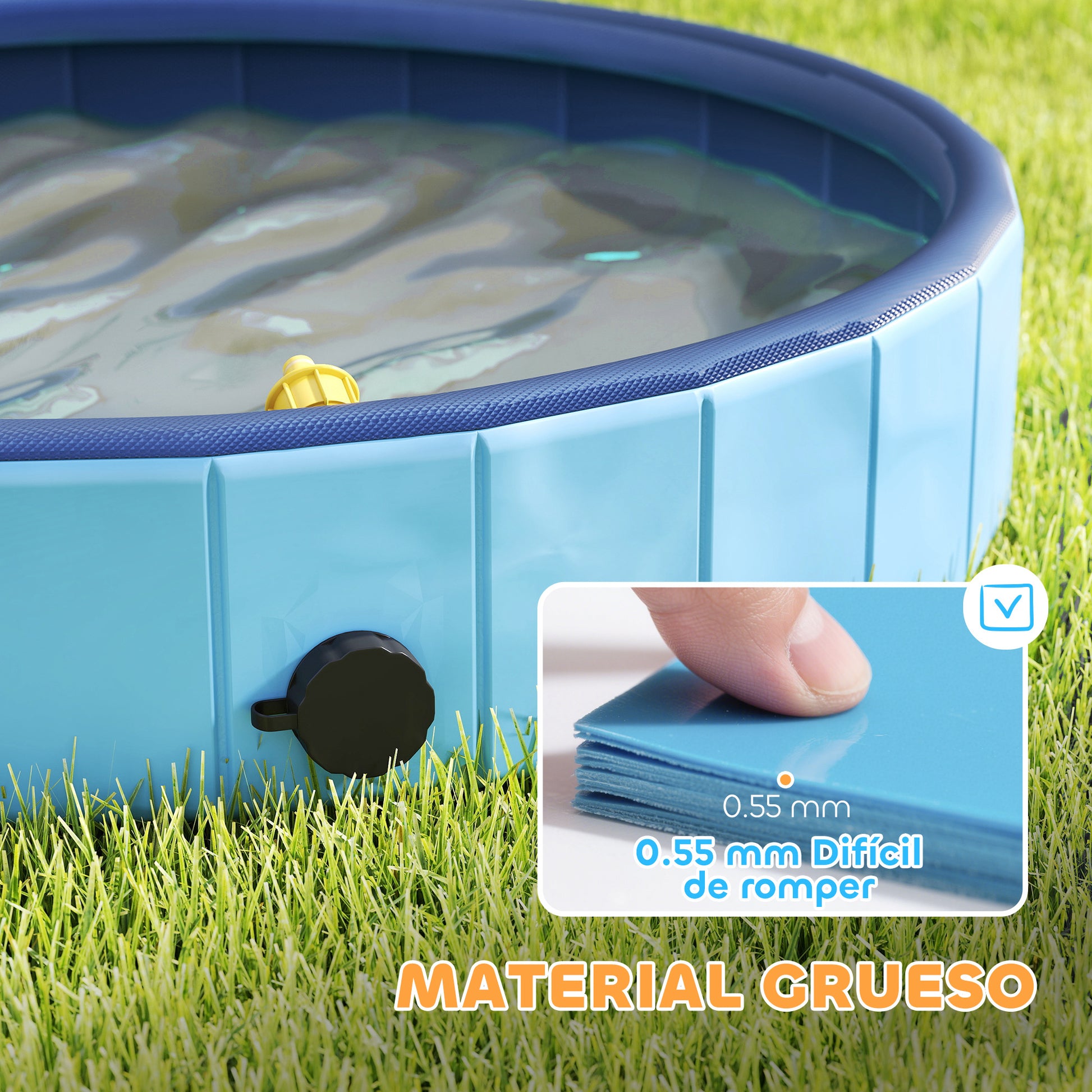 Foldable Dog Pool with Sprinkler Portable Bathtub for Small Pets PVC Non-Slip and Wear-Resistant for Indoors and Outdoors Ø80x20 cm Light Blue