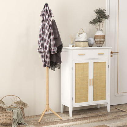 Standing Coat Rack with 8 Hooks Wooden Coat Stand Tree Shape for Hallway Entryway Bedroom 40x40x165 cm Natural