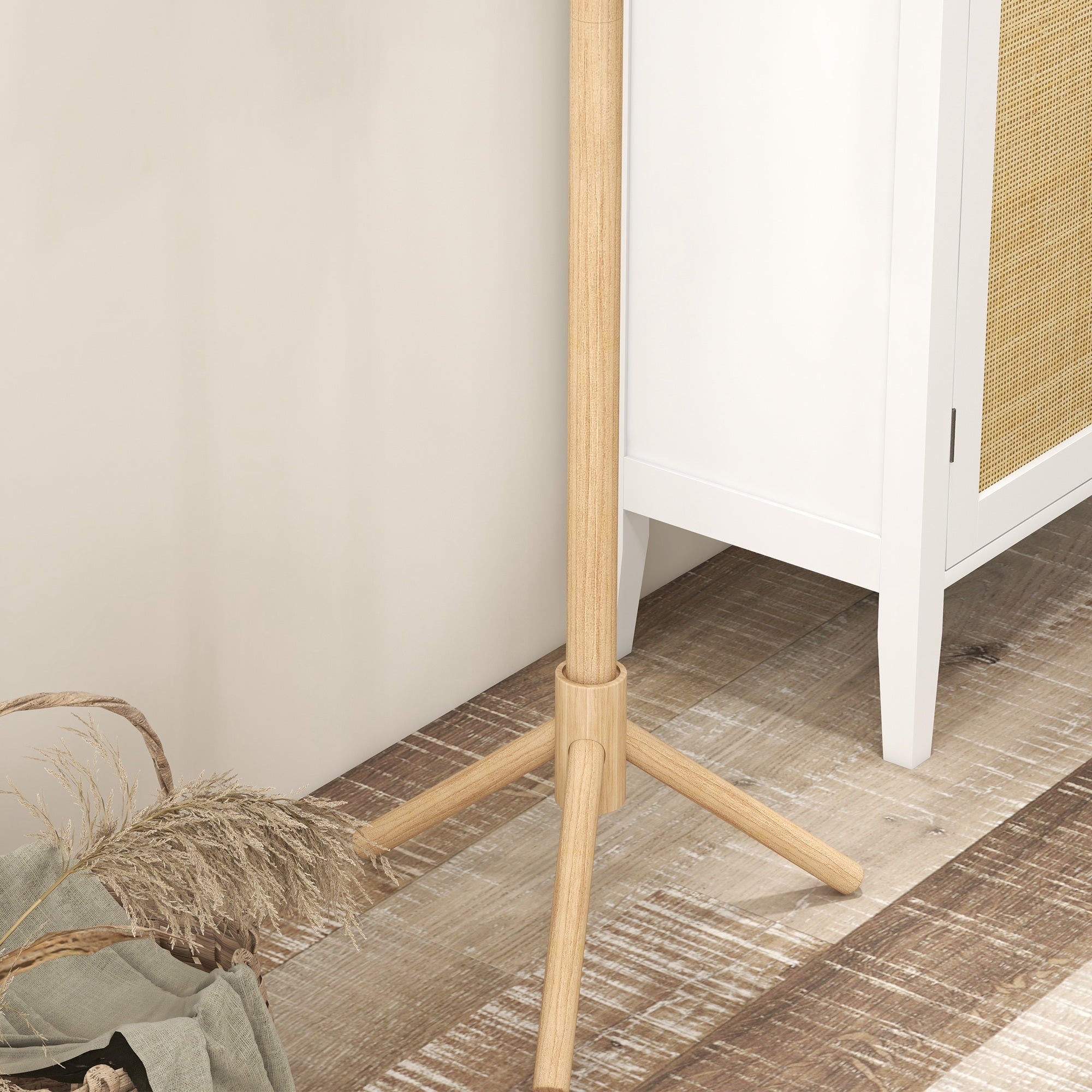Standing Coat Rack with 8 Hooks Wooden Coat Stand Tree Shape for Hallway Entryway Bedroom 40x40x165 cm Natural