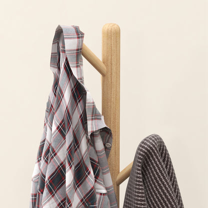 Standing Coat Rack with 8 Hooks Wooden Coat Stand Tree Shape for Hallway Entryway Bedroom 40x40x165 cm Natural