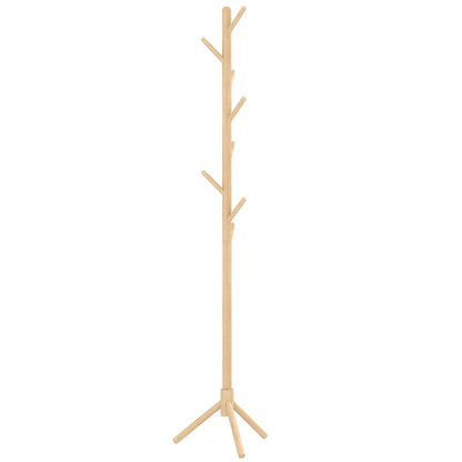 Standing Coat Rack with 8 Hooks Wooden Coat Stand Tree Shape for Hallway Entryway Bedroom 40x40x165 cm Natural