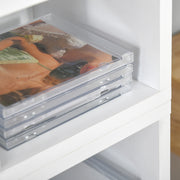 Set of 2 Column Shelves CD-DVD Storage Cabinet 6 + 6 Compartments 21L x 19W x 88H cm Max Capacity 160 CD White
