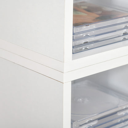 Set of 2 Column Shelves CD-DVD Storage Cabinet 6 + 6 Compartments 21L x 19W x 88H cm Max Capacity 160 CD White