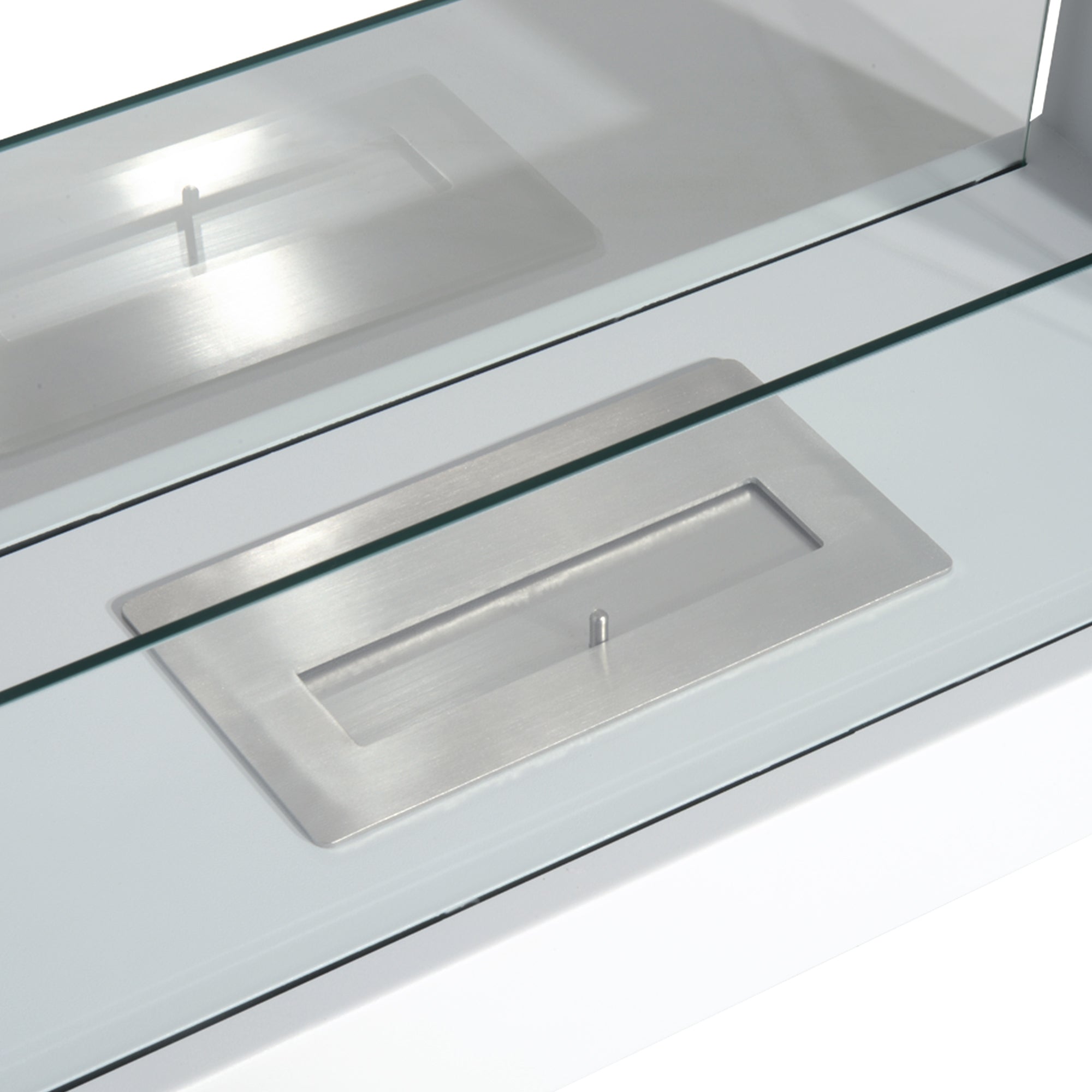 Tabletop Bioethanol Fireplace 2000W in Stainless Steel Odorless with Glass 78 x 25 x 58 cm White