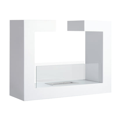 Tabletop Bioethanol Fireplace 2000W in Stainless Steel Odorless with Glass 78 x 25 x 58 cm White
