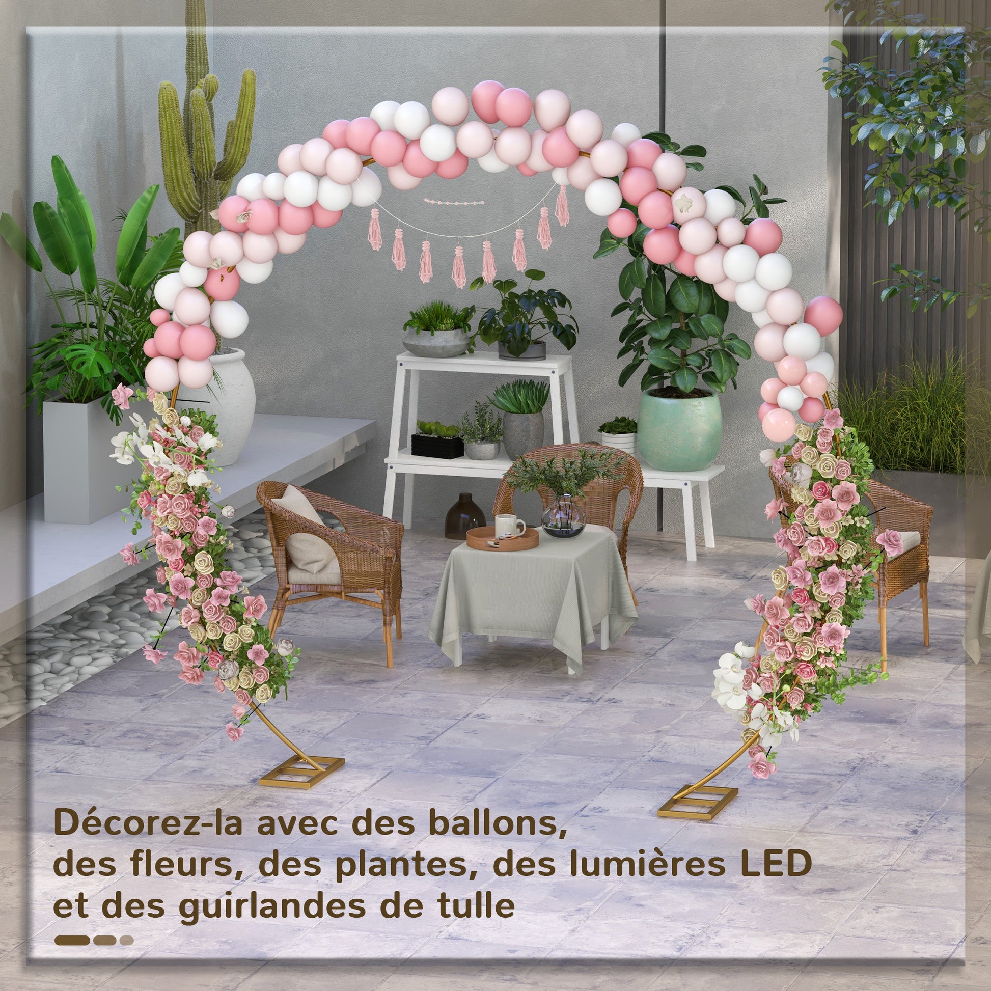 Golden Steel Wedding Balloon Arch for Climbing Plants for Wedding, Anniversary, Ceremony, and Banquet