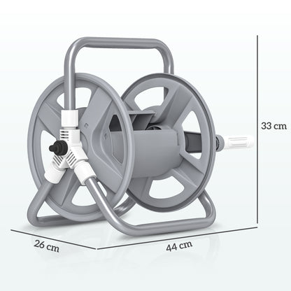 Hose Reel with 20m Hose and 2m Inlet, Adjustable 2-in-1 Spray Nozzle, Wall-Mounted or Free-Standing