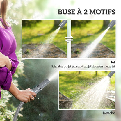 Hose Reel with 20m Hose and 2m Inlet, Adjustable 2-in-1 Spray Nozzle, Wall-Mounted or Free-Standing