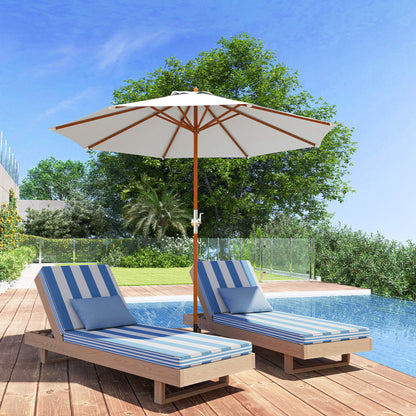 Wooden Sun Umbrella Wooden Umbrella Garden Umbrella Balcony Umbrella 2.5m Cream